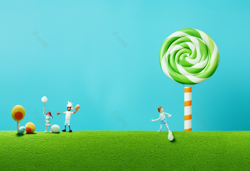 六一儿童节创意儿童节微距小人绿色棒棒糖,高清,摄影图,摄影图片,图片大全,摄影图免费下载